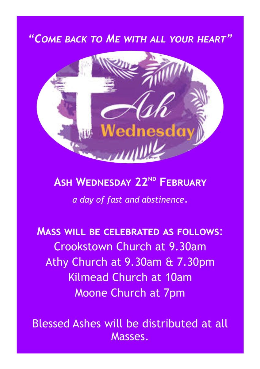 Ash Wednesday Mass Times Parish of Athy